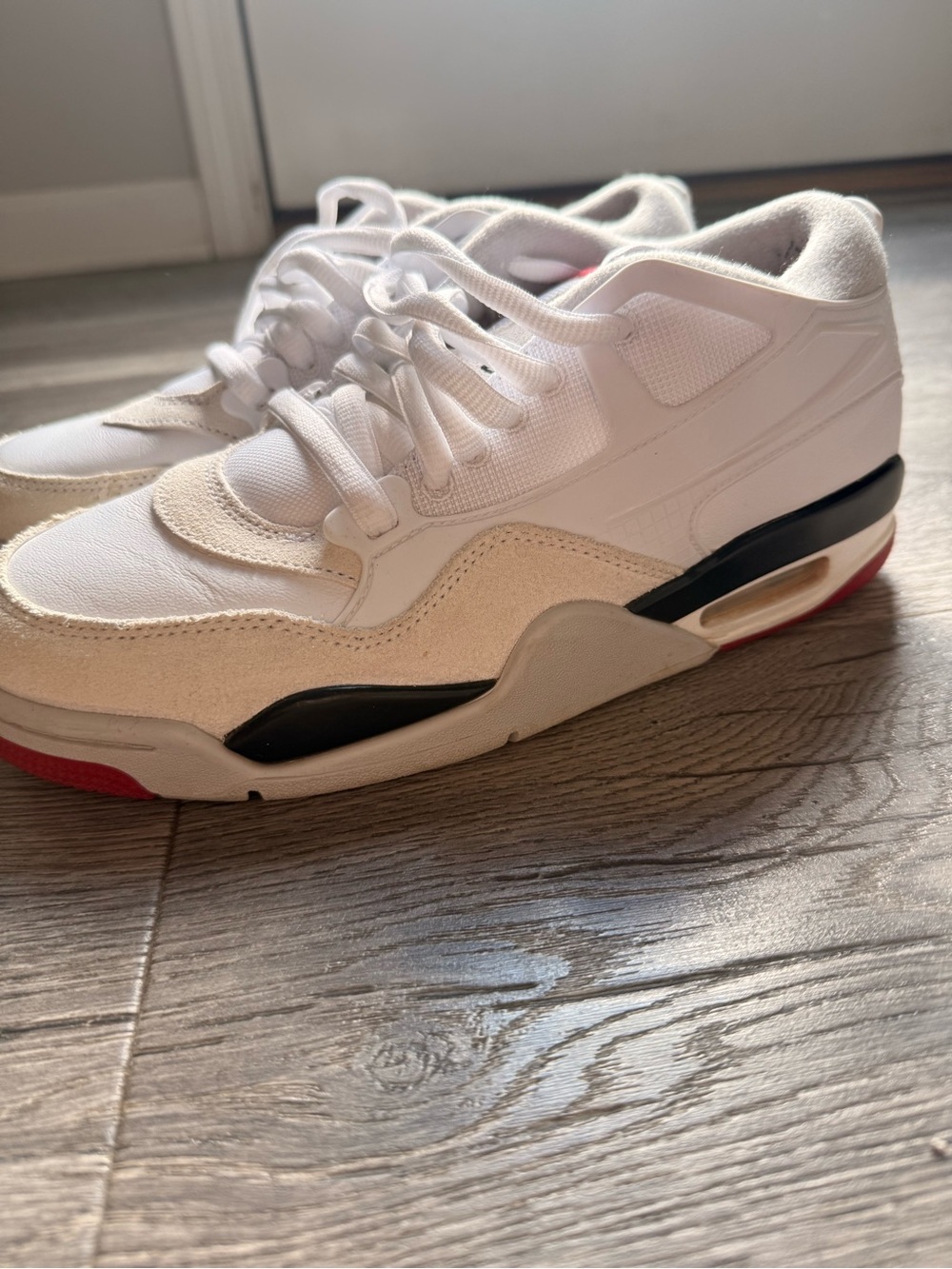 Jordan Men's Low-Top Sneakers in White, Black & Red